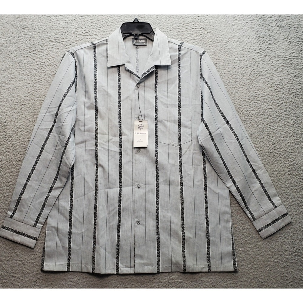 VTG Triumph Casual Shirt Mens Large Multi Striped Long Sleeve Button-Up Collared